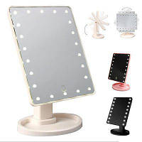 Зеркало с LED подсветкой прямоугольное (22 LED) (w-5), Настольное зеркало для макияжа, Косметическое зеркало,