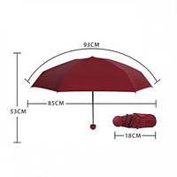 Зонты для девушек / Компактный зонт / Мини зонт в футляре / Зонт маленький. CZ-378 Цвет: красный