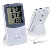 Термометр TA 318 + виносний датчик температури, Цифровий термометр з гігрометром, Метеоприбор домашній, відмінний товар