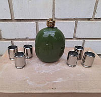Набор фляга армейская бутылка 1л с рюмками для спиртного подарочный набор на день рождение