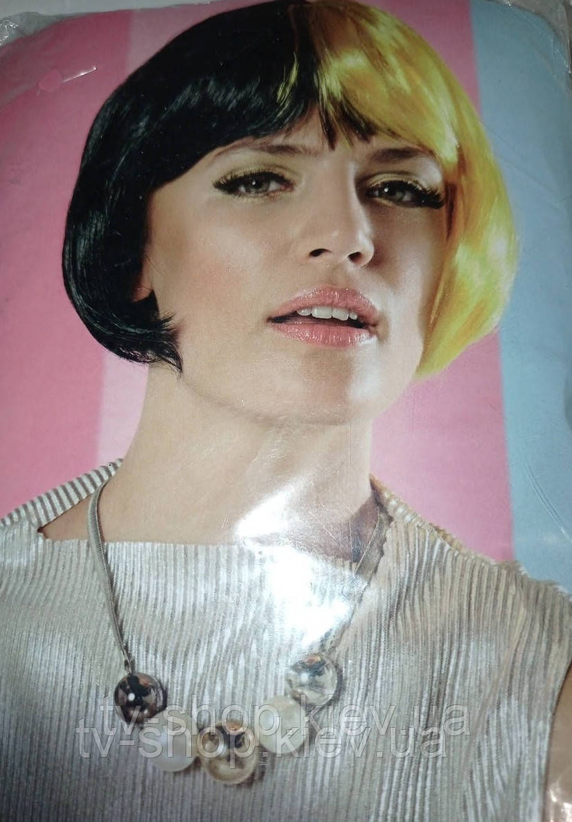 Перука двоколірна каре (чорно-золотий), фото 1