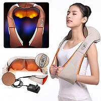 Массажер роликовый для шеи, плеч и всего тела с подогревом Shiatsu Massager of Neck Kneading 4 кнопки! Лучший!