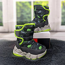 Чоботи дутики дитячі для хлопчика сірі на овчині Apawwa 5195, фото 2