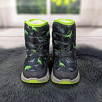 Чоботи дутики дитячі для хлопчика сірі на овчині Apawwa 5195, фото 3