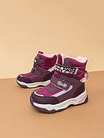 Зимове термо взуття для дівчинки бордові чобітки дутики черевики 24-26 розовые детские зимние ботинки TOM.M