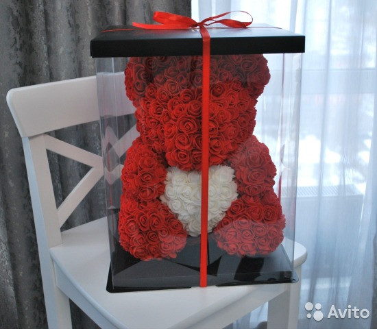 Мишка из роз 40 см в подарочной упаковке, Мишка из цветов! наилучший - фото 10 - id-p1990179514
