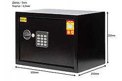 Сейф для офіса і дому (ШхВхГ: 35х25х25 см.), сейф для докуменів, цінних паперів, сейф для грошей, пістолета