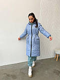 Жіноча зимова Куртка довга з куліскою тепла, фото 5