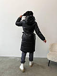 Жіноча зимова Куртка довга з куліскою тепла, фото 8