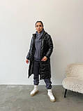 Жіноча зимова Куртка довга з куліскою тепла, фото 7