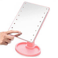 Настольное косметическое зеркало с подсветкой для макияжа Magic Large LED Mirror 22 Розовое ! Качественный