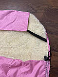 Конверт для санок | чохол для санок, зі штучної овчини, на дві блискавки, із затяжками, Рожевий, фото 2