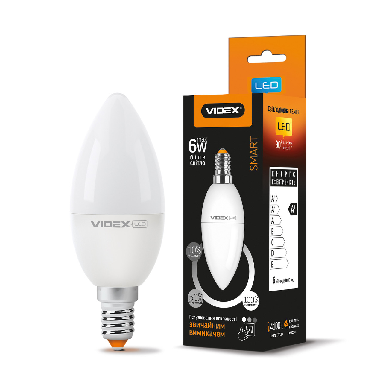 LED лампа з регулюванням яскравості Videx C37eD3 7W E14 4100K VL-C37eD3-07144 25016
