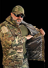 Зимова тепла чоловіча камуфляжна куртка бушлат Ріп-стоп Army Multicam M-65 з водонепроникним відштовхуванням, фото 2