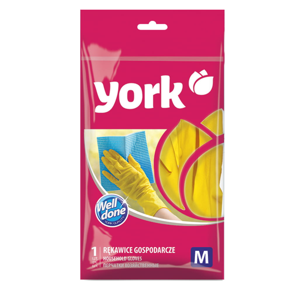 Рукавиці господарські, гумові York для прибирання, M, фото 1
