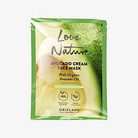 Кремовая маска для лица с органическим маслом авокадо для питания Love Nature Oriflame 10 мл