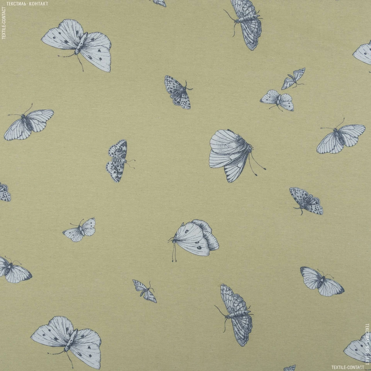 Декоративна тканина пієро метелики колір гороховий (280см 245г/м² пог.м) 96713