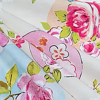 Ткань Декоративная ткань сатсуко св.бежевый, розовый, голубой (280см 175г/м² пог.м) 96812