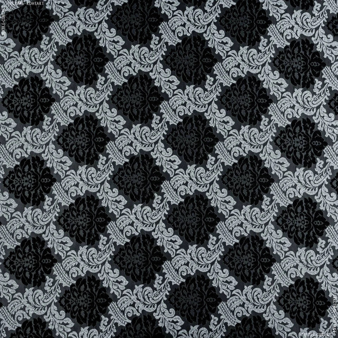 Декоративна тканина грос вензель колір срібло, чорний (290см 230г/м² пог.м) 96886