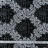 Декоративна тканина грос вензель колір срібло, чорний (290см 230г/м² пог.м) 96886, фото 3