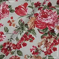 Ткань Декоративная ткань лоулоу /loulou крупные цветы красный (280см 217г/м² пог.м) 126530