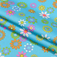 Ткань Декоративная ткань сатен цветочки /butterfly фон голубой (280см 160г/м² пог.м) 100809