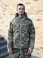 Тактическая теплая уставная куртка Omni-Hit с капюшоном пиксель ВСУ мужская парка бушлат пиксель куртка