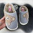 Тапочки жіночі на об'ємній підошві сірі з ведмедиком 4261, фото 2