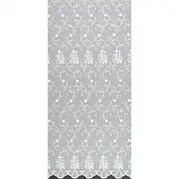 Ткань Тюль сетка вышивка аурель белая с фестоном (290см 103г/м² пог.м) 173117