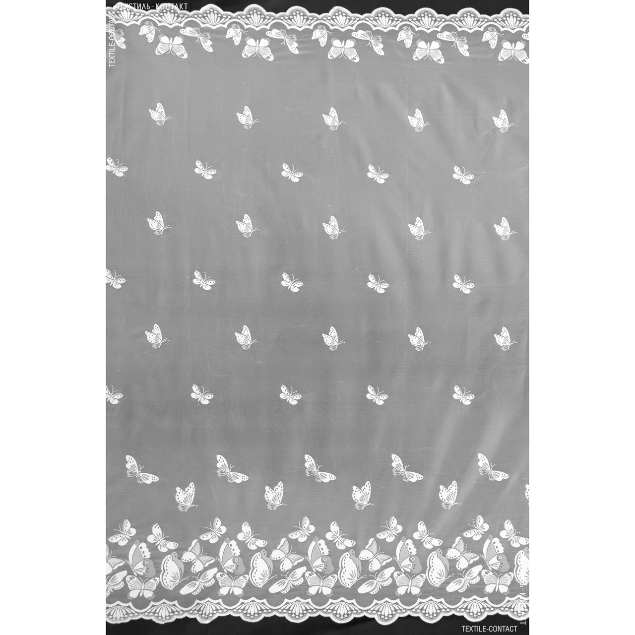 Гардинне полотно /гіпюр метелики білий купон (2х сторонній фестон) (190см 50г/м² пог.м) 70947