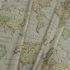 Тканина з акриловим просоченням карта світу /mundi бежевий (140см 192г/м² пог.м) 131276