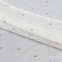 Ткань Тюль вышивка евгения розовый с фестоном (290см 55г/м² пог.м) 157099