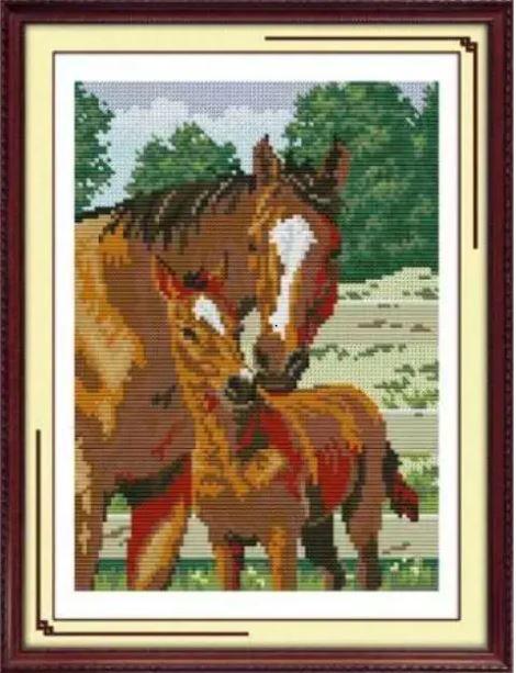 Набір для вишивання за нанесеною на канву схемою "Mom & son's deep love".AIDA 14CT printed , 25*33 см