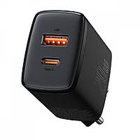 Зарядное устройство Baseus Compact Quick Charger 20W QC+ PD (1Type-C + 1USB) black