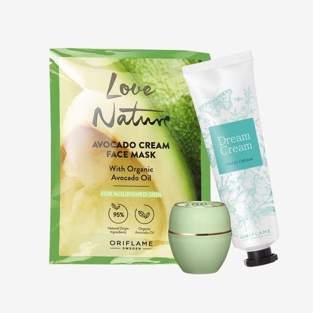 Подарунковий набір, набір для подорожей, маска + крем для рук + бальзам Oriflame