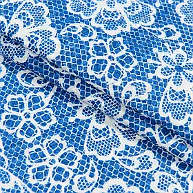 Тканина рушникова вафельна набивна ткч мереживо колір синій (150см 205г/м² пог.м) 170371
