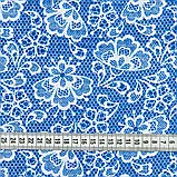 Тканина рушникова вафельна набивна ткч мереживо колір синій (150см 205г/м² пог.м) 170371, фото 3