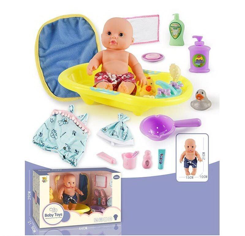 Пупс з аксесуарами "Baby Toys" лялька 21см, ванночка, одяг, аксесуари (BLS-W 73)