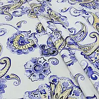 Ткань Декоратвиный нубук принт восточные огурцы фиолет (140см 266г/м² пог.м) 135544