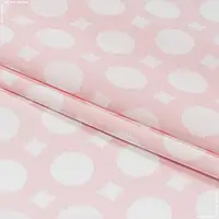 Тканина платтяна джаванез білий горох на рожевому (145см 120г/м² пог.м) 149730
