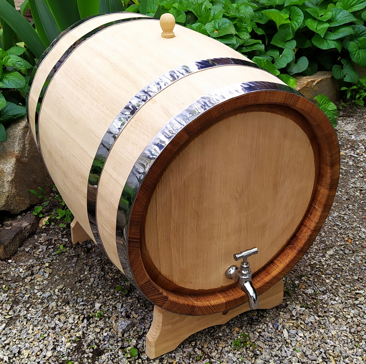 Бочка дубова 20 літрів з металевим краном для коньяку вина самогона віскі
