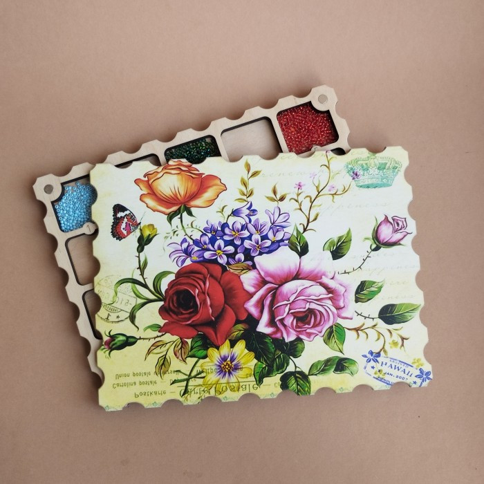 Дерев'яний органайзер для бісеру з кришкою на 20 комірок з кольоровим друком (060034), фото 1