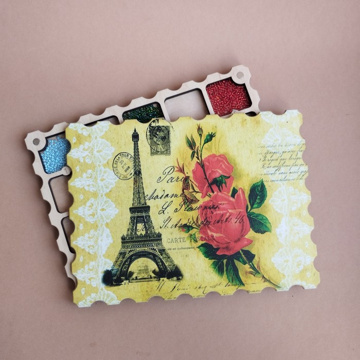 Дерев'яний органайзер для бісеру з кришкою на 20 комірок з кольоровим друком (060035), фото 1