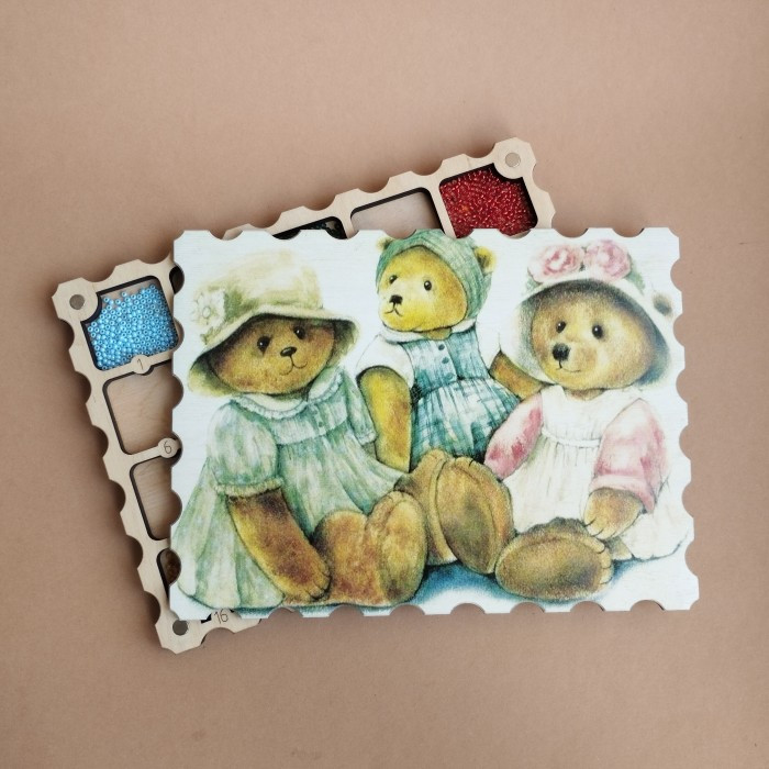 Дерев'яний органайзер для бісеру з кришкою на 20 комірок з кольоровим друком (060036), фото 1