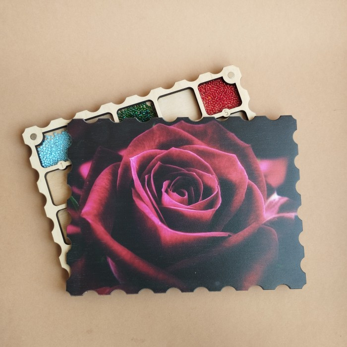 Дерев'яний органайзер для бісеру з кришкою на 20 комірок з кольоровим друком (060043), фото 1