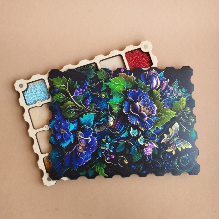 Дерев'яний органайзер для бісеру з кришкою на 20 комірок з кольоровим друком (060044), фото 1