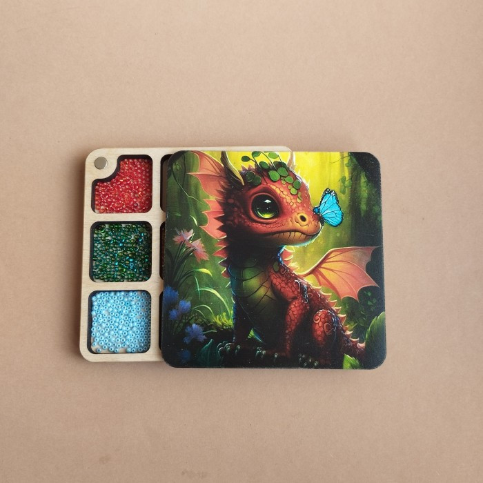 Квадратний міні органайзер для бісеру Коробушка з кольоровим друком (060096), фото 1