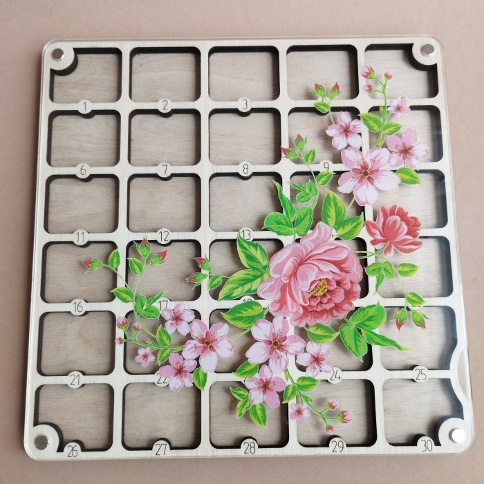 Дерев'яний органайзер для бісеру з прозорою кришкою на 30 комірок (060469), фото 1