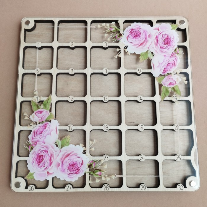 Дерев'яний органайзер для бісеру з прозорою кришкою на 30 комірок (060473), фото 1