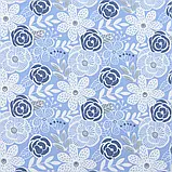 Тканина вафельна ткч набивна квіти сіро-блакитна (102см 150г/м² пог.м) 179213, фото 2